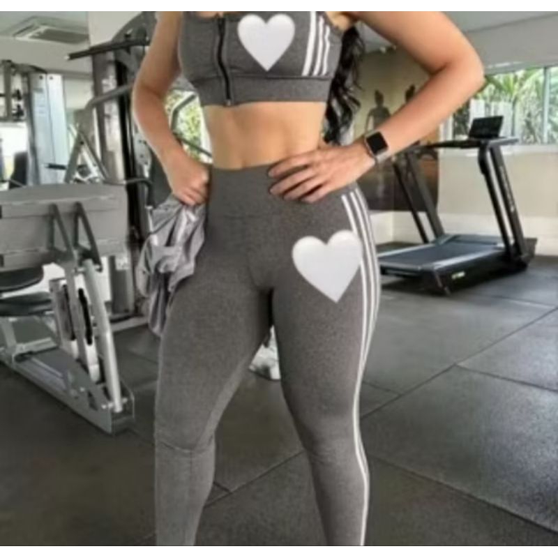 Legging Fitness Feminina com 3 Listras Laterais – Academia, Treino e Dia a Dia