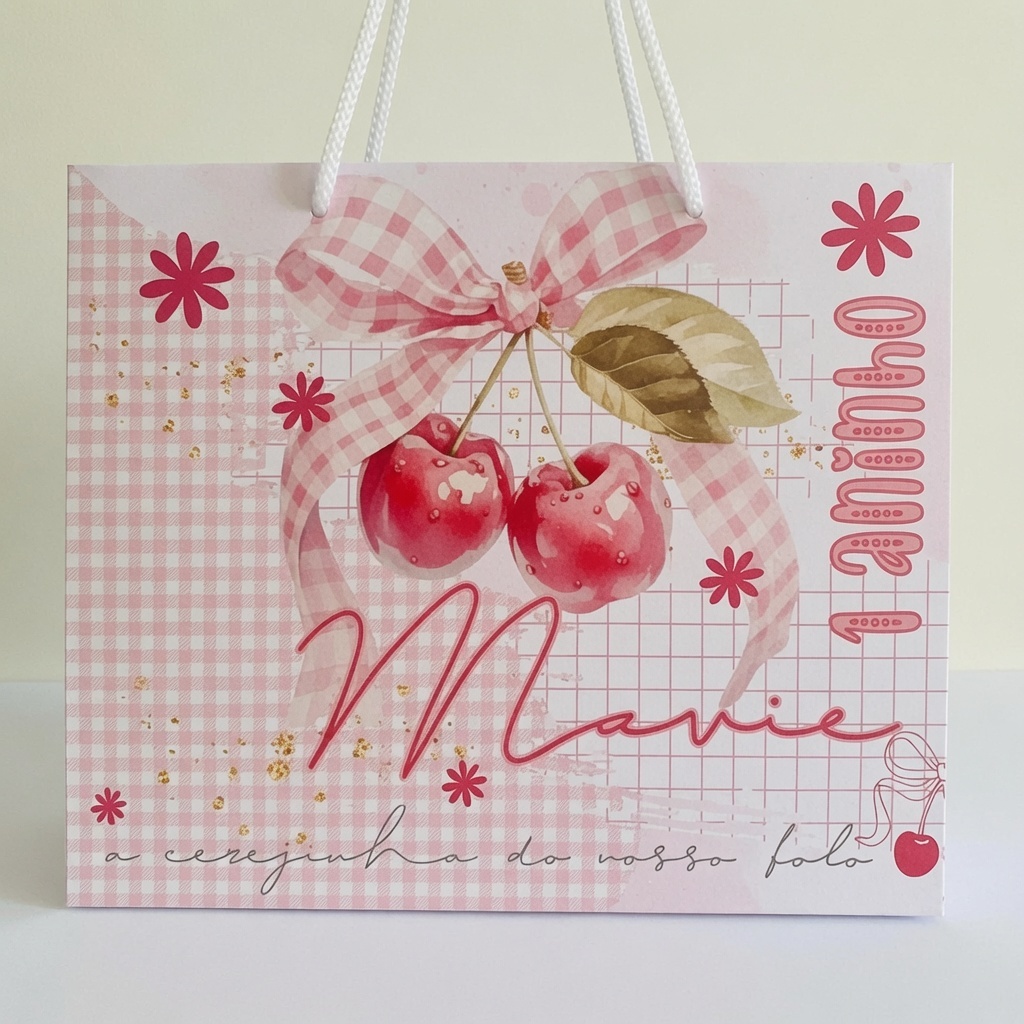 Kit Sacolinha Personalizada Cerejinha Sacolinha Pegue e Monte Lembrancinha para Festa Aniversário