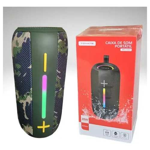 Caixa de Som Bluetooth Portátil Sem Fio 20W LED Potente Bateria Recarregável