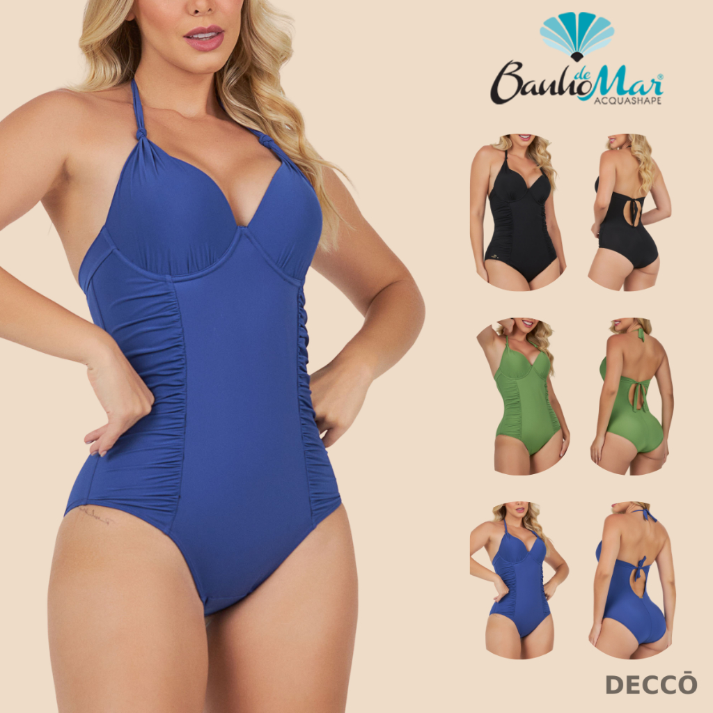 Maio Banho De Mar Liso Com Bojo Drapee Moda Praia Verao Redutor e Modelador Reduz Barriga
