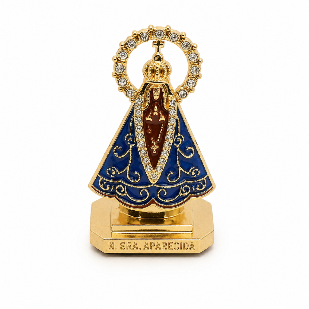 Santinha de Carro Imagem Nossa Senhora Aparecida com Coroa Dourada para Carro