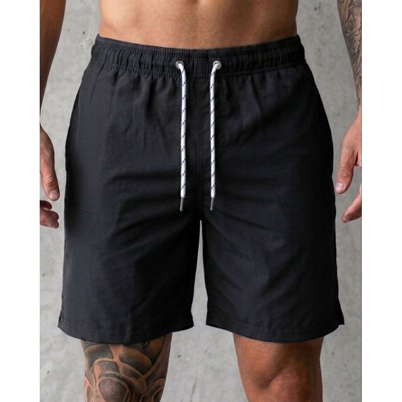 Short Bermuda Elastano Premium Academia Praia Verão Piscina Futebol Fitness Masculina Cor Preta
