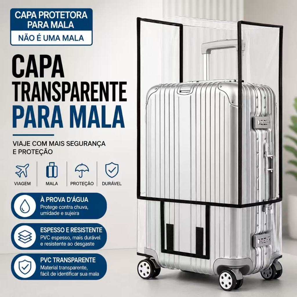 Capa De Mala Transparente Em Pvc À Prova D'água, Protetor De Viagem Para Malas