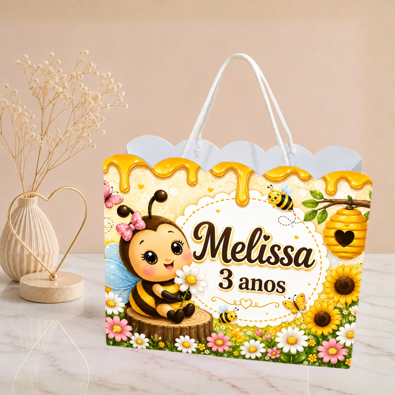Sacolinha Abelhinha Personalizado | Sacolinha | Mimos | Lembrancinha | Aniversário Abelhinha PEGUE E MONTE