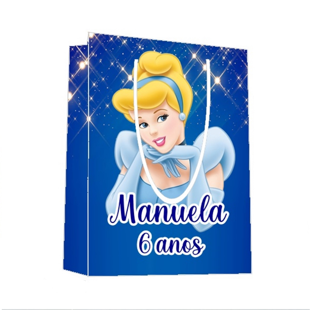 Sacolinha Cinderela Personalizada para Aniversário/ Lembrancinha Festa Infantil / Qualquer nome e idade