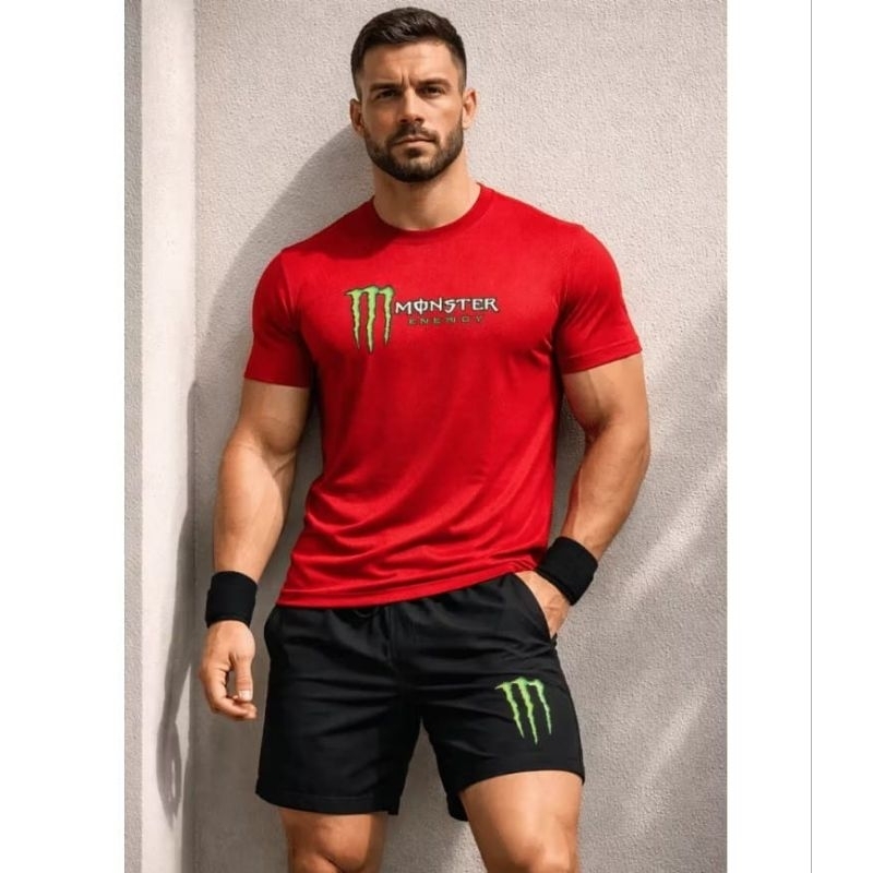 conjunto camiseta algodão e bermuda tectel estilo mauricinho monstro academia,lazer muito leve para esporte novidade