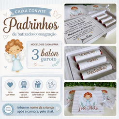 Caixa Convite Padrinhos de Batismo/Batizado/Consagração/Lembrancinha Batizado|ENVIO RÁPIDO