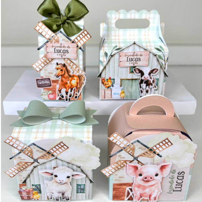 Kit Festa Fazendinha menino realista | Lembrancinhas | Festa | Aniversário | Personalizados | Caixinhas | Kits prontos