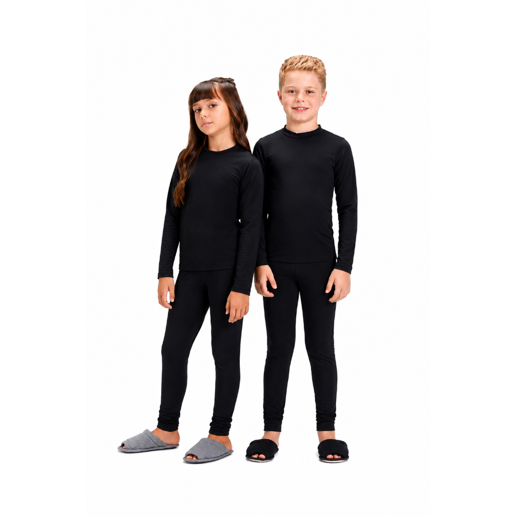 CONJUNTO INFANTIL BLUSA + CALÇA TÉRMICA PRETA