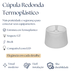 Cupula Para Pendente Redonda 24,5 Diametro ( Sem Lâmpada ) Branco Preto Rosa Azul Infantil Adulto