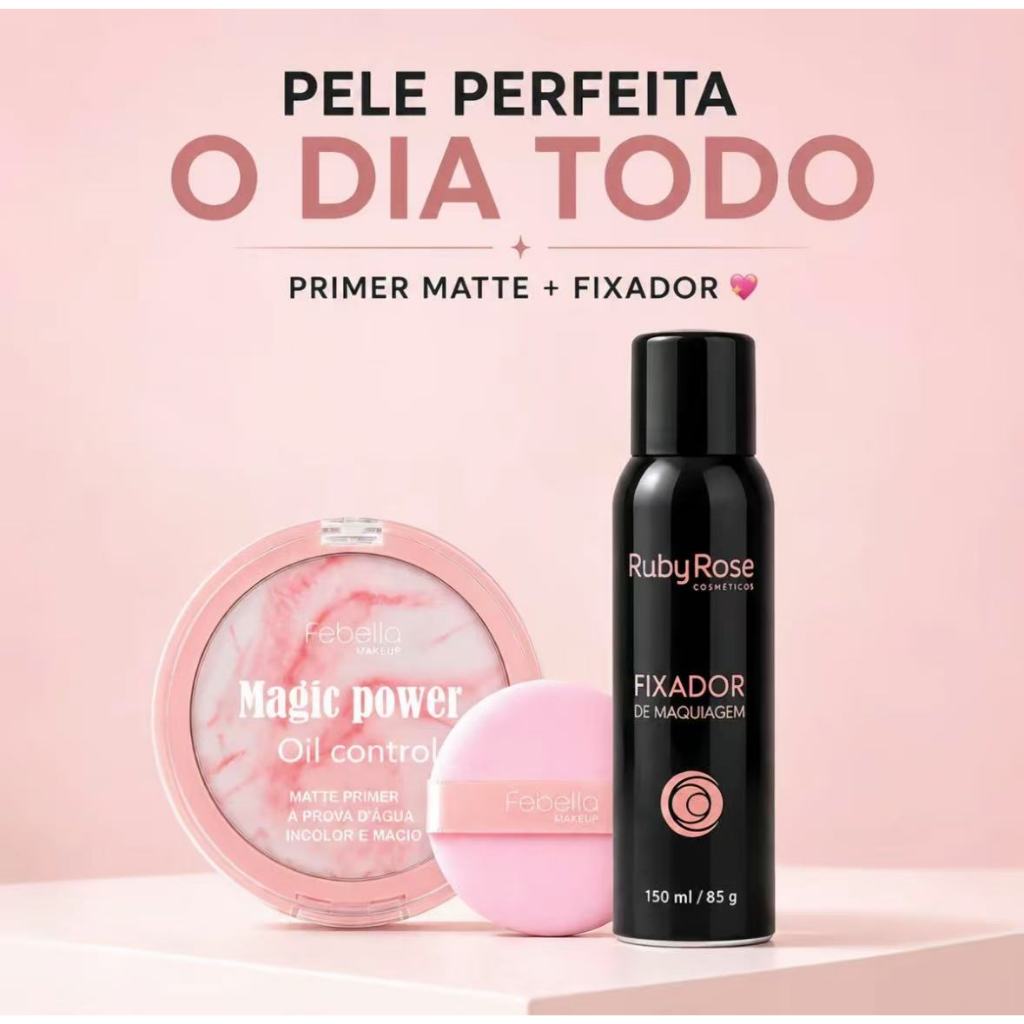 Kit Primer Matte+Fixador de Maquiagem Ruby RoseControle de Oleosidade Longa Duração Maquiagem Barata