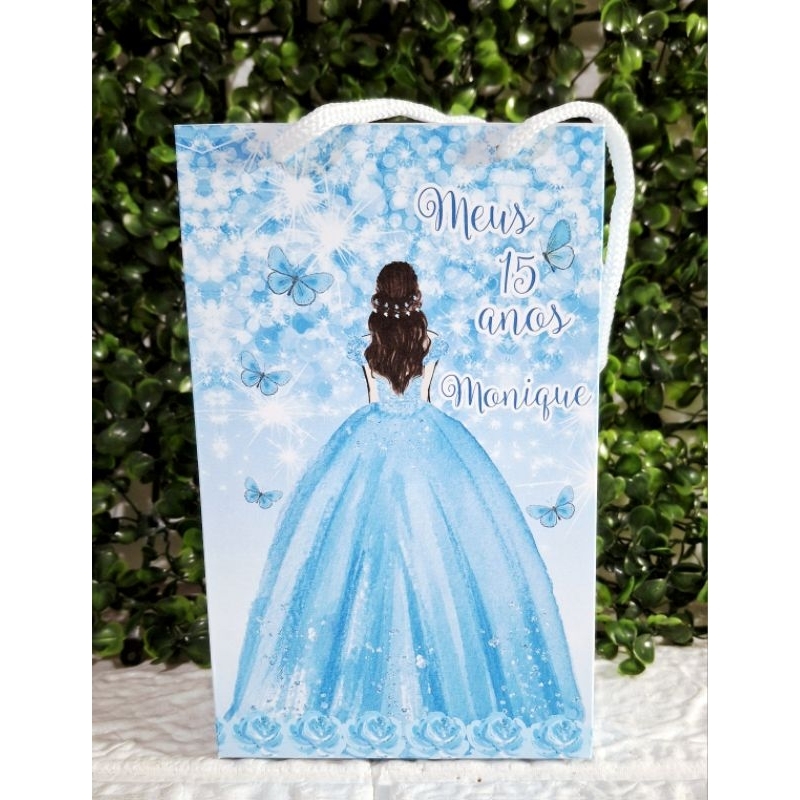 Sacola Pequena Azul Claro,15 anos(FAZEMOS TDS CORES)Lembrancinha Personalizada Festa de Aniversário