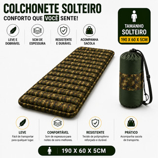 Colchonete Camping Camuflado Colchao dobravel Saco De Dormir  Pesca Acampamento Retiro Trilha C/ Saco De Trilha C/ Saco