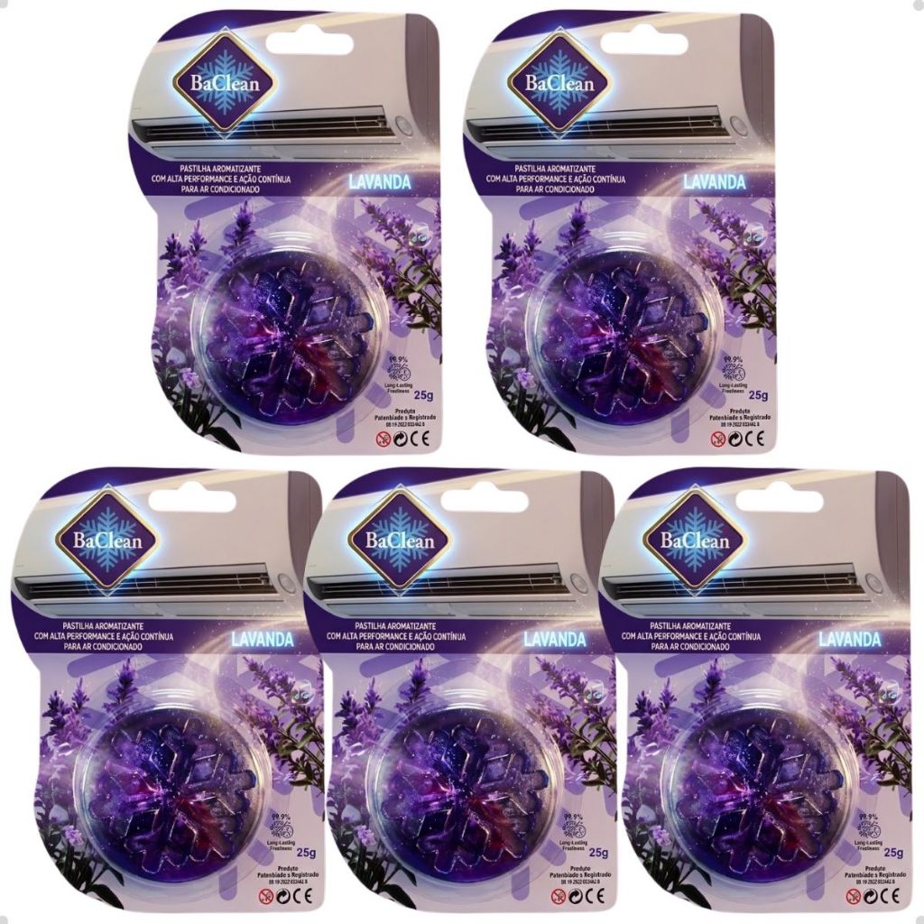 Kit 5 Pastilhas Aromatizantes Ar Condicionado Lavanda