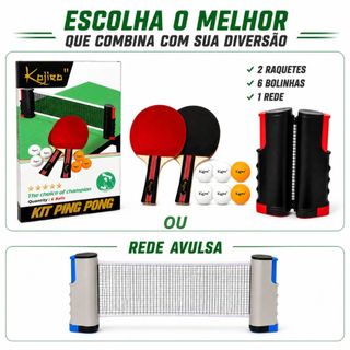 Kit Ping Pong Profissional Raquete Rede Tênis Mesa 6 Bolas OU Rede Retrátil