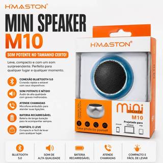 Mini caixa de som, caixa de som Bluetooth, H'Maston M10, caixa de som portátil, caixa de som sem fio, mini speaker, Blue