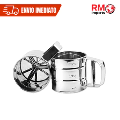 Tapioqueira Polvilhador de Tapioca Manual com Gatilho em Aço Inox Caneca Peneira Multiuso