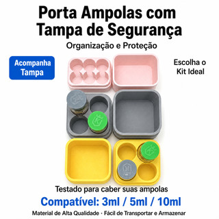 Caixa Porta Ampola Organizadora 3ml, 5ml e 10ml Com Tampa Tirze, Peps e Lab  Frascos Para Vacinas e Injeção 4/6/9/12