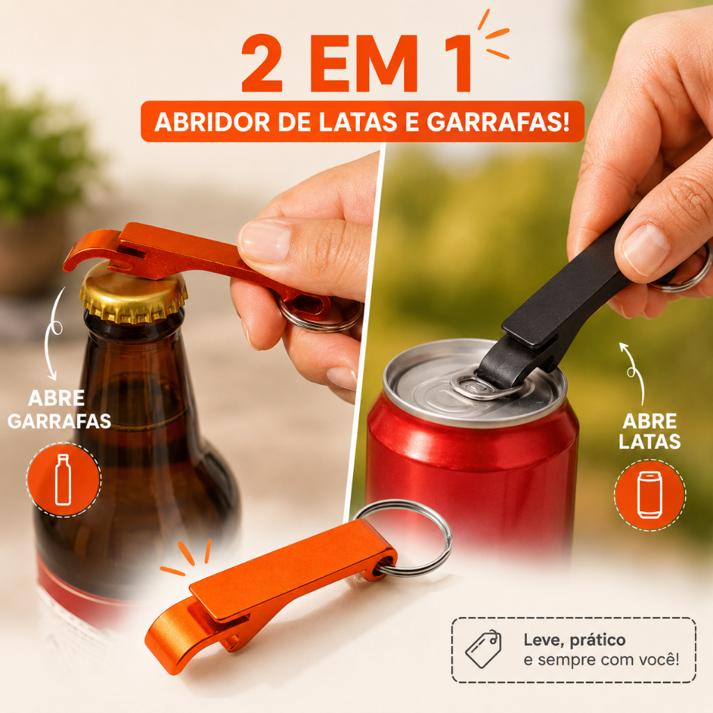 Chaveiro abridor de garrafa de metal / latinha / bar / festa / cozinha / presente