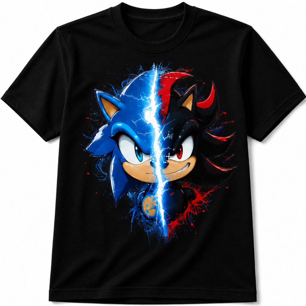 Camiseta Infantil Personagem Estiloso Camisa Estampada Gamer Herói Velocidade Moda Infantil