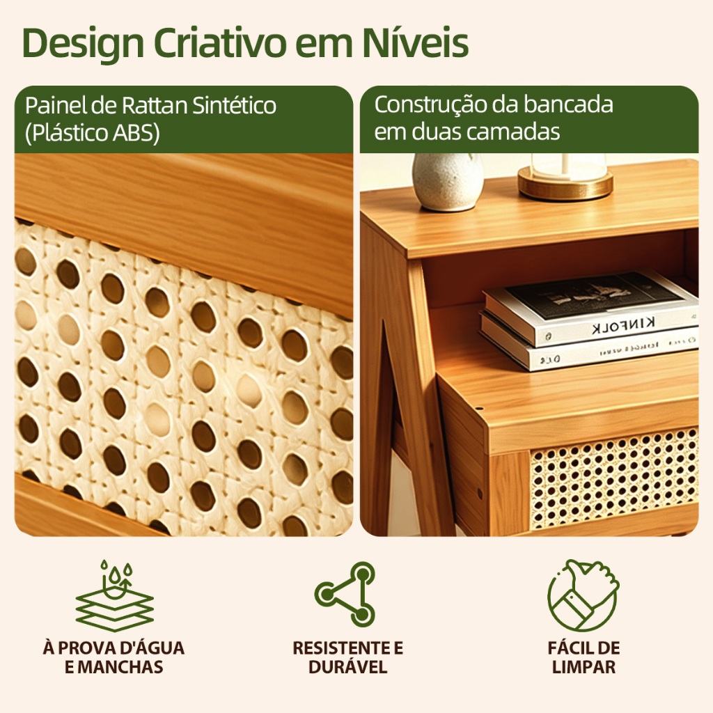 Mesa de Cabeceira Madeira Criado Mudo Organizador Quarto Prateleira Nicho Armário Auxiliar · foto 2