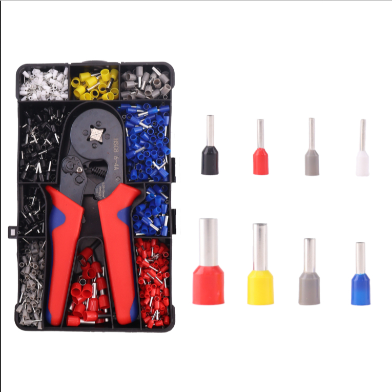 Kit Alicate Crimpador Profissional Com Catraca Terminais Ilhós Tubulares