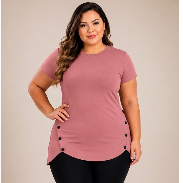 Blusa vesti legging feminina viscolycra lisa Tapa bumbum com detalhe de botões Pluz Size