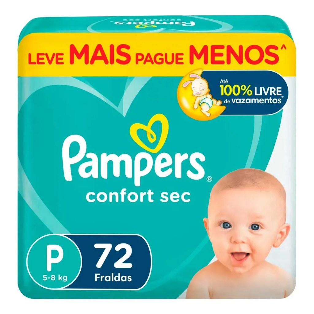 Fralda Pampers Confort Sec P 72 Unidades Infantil - fralda infantil
