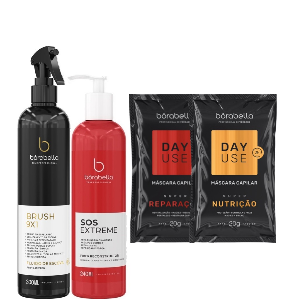 Borabella Fluido Escova Brush 300ml + SOS Reconstructor 240ml