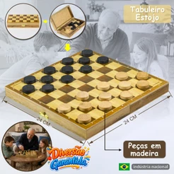 Jogo de Damas em madeira tabuleiro Estojo Botticelli Jogos