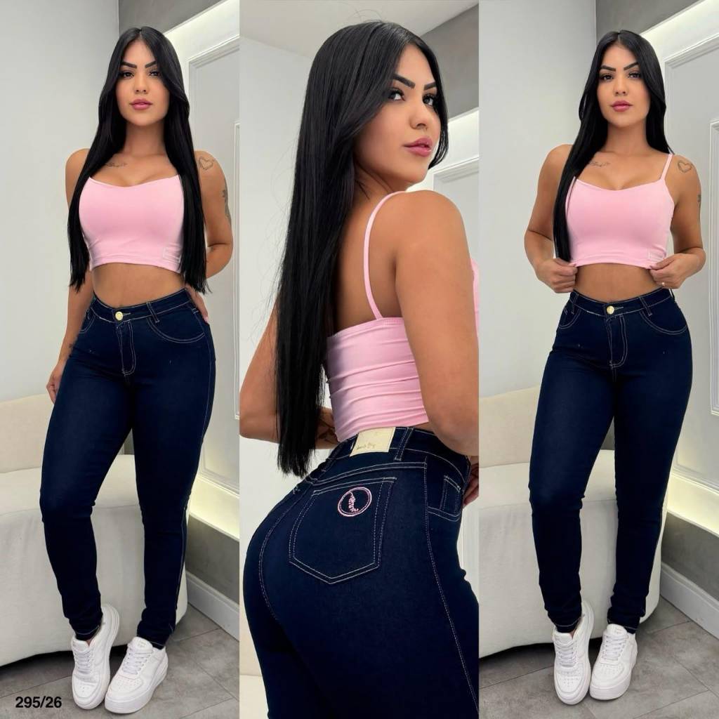 Calça Jeans Feminina Empina bumbum com Lycra elastano Cintura Alta Sal e Pimenta e Pimenta Original