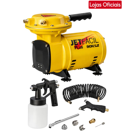 Mini Compressor Ar Direto Schulz 1/3HP (220V) Jet Fácil Plus com Kit Acessório Pintura e Inflagem