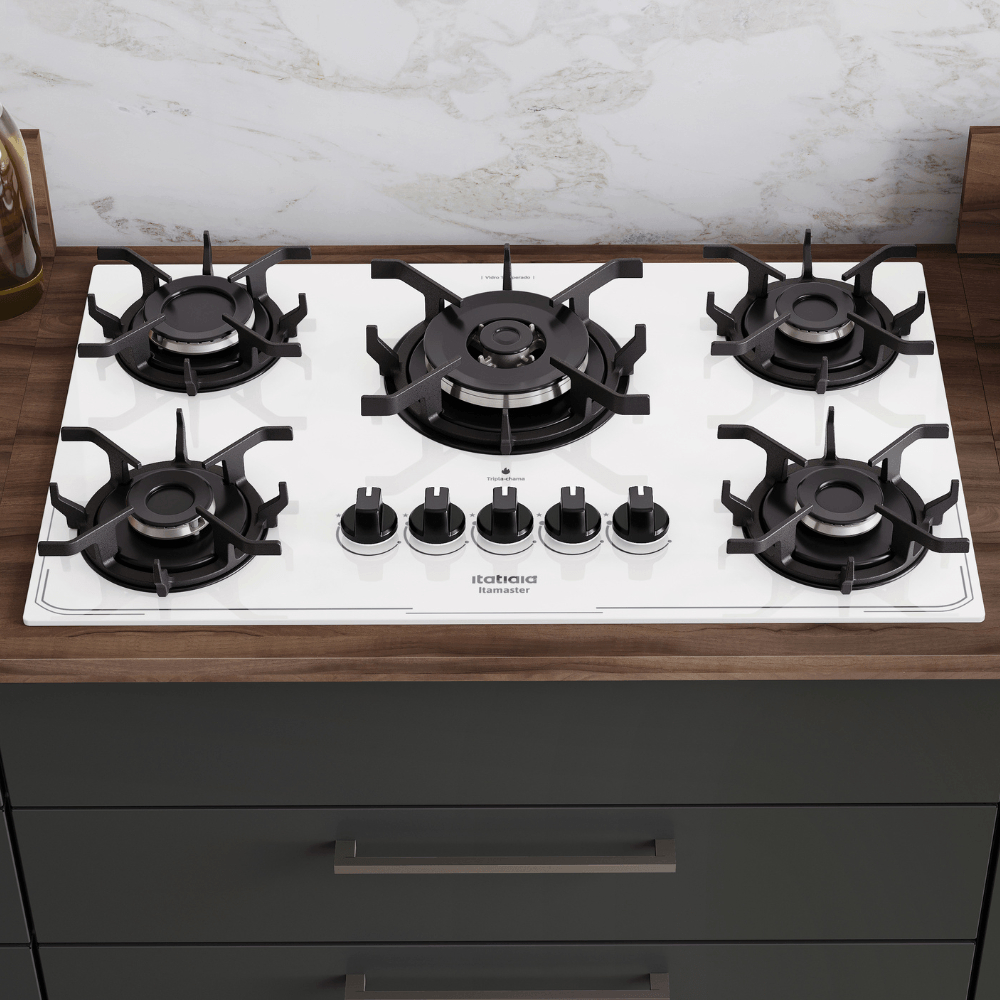 Cooktop 5 Bocas Itatiaia Itamaster Tripla Chama Branco Bivolt Automático Branco