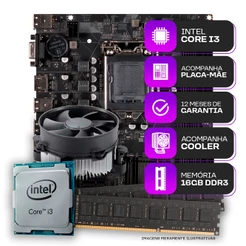 Kit Upgrade, Intel Core i3-3220 + Placa Mãe + 16GB DDR3