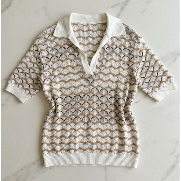 Blusa Polo Feminina de Renda | Camisa de Renda Elegante Causal