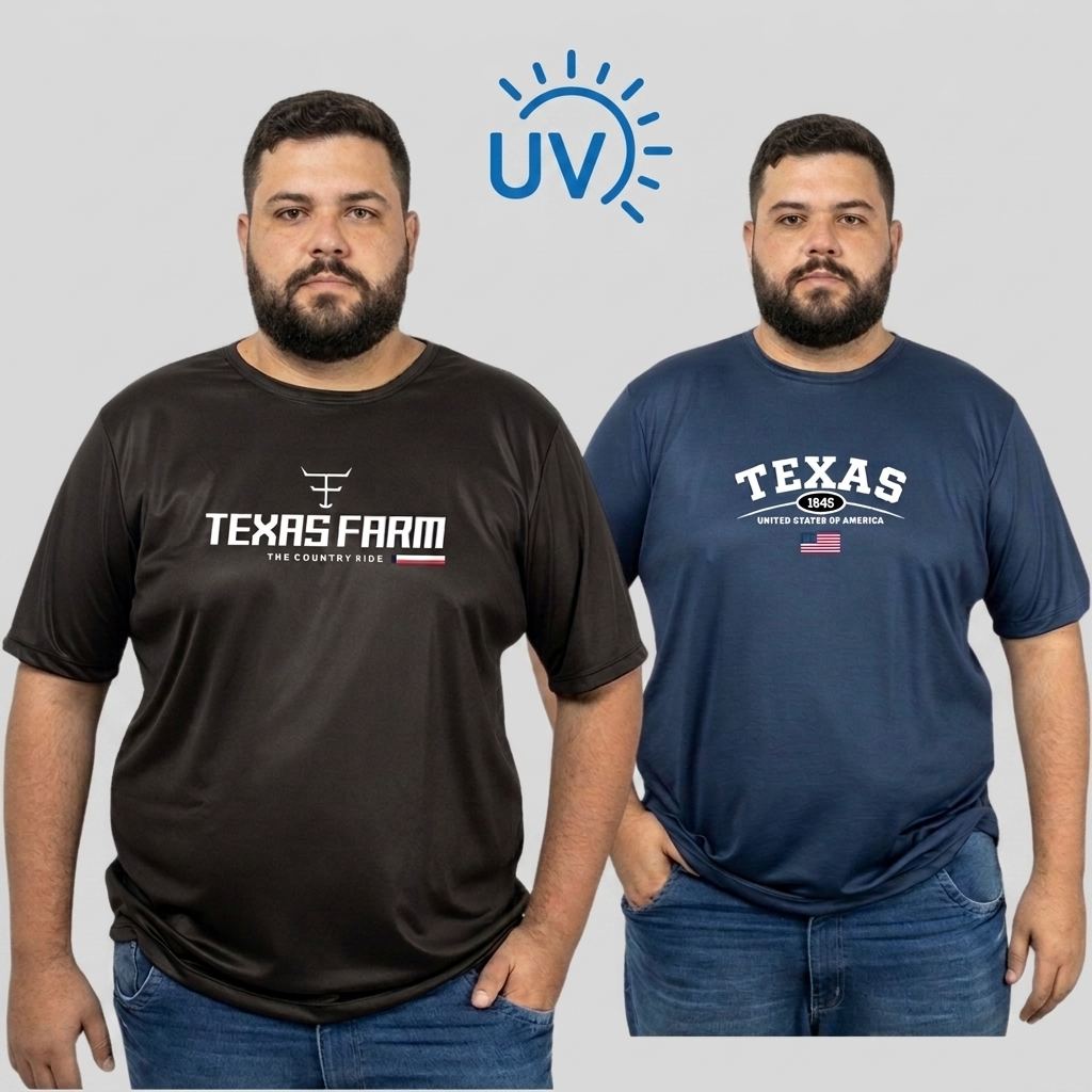 Camisetas Texas Farm Plus Size Masculinas Dry Fit Poliéster Premium Camisa  G1 G2 G3 G4 Estampadas