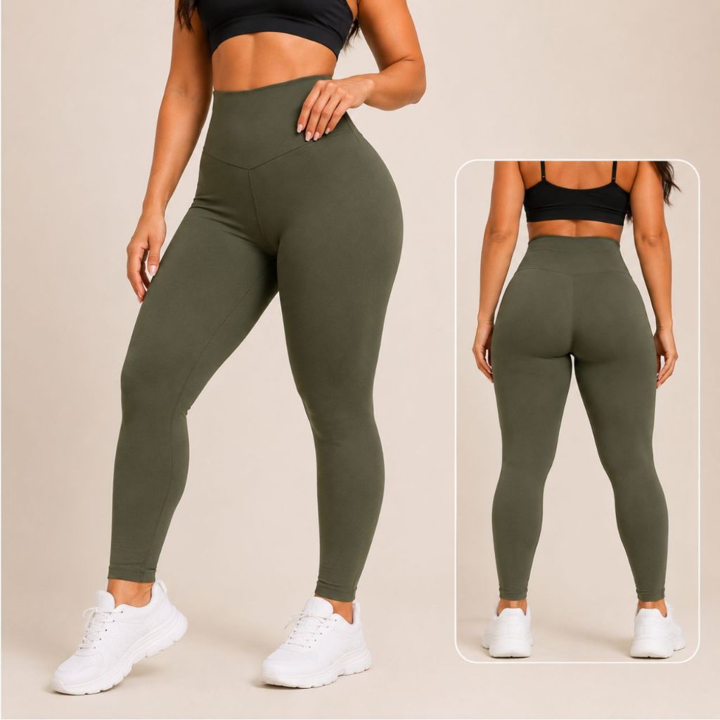 Calça Legging Academia Básica Feminina Fitness Suplex Zero Transparência Cós Alto Confortável Tamanhos P ao GG