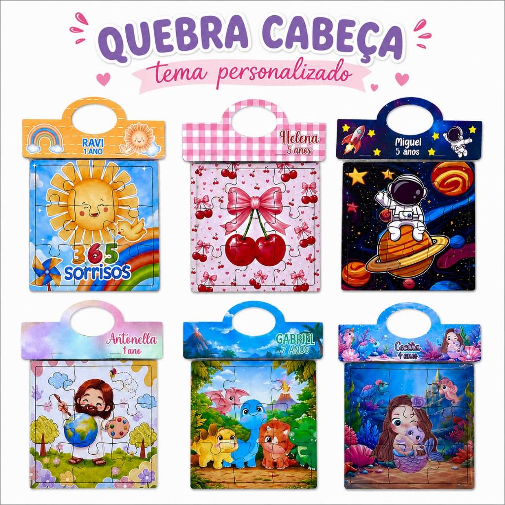 Quebra-Cabeça Qualquer Tema Personalizado em Mdf Lembrancinha Aniversário