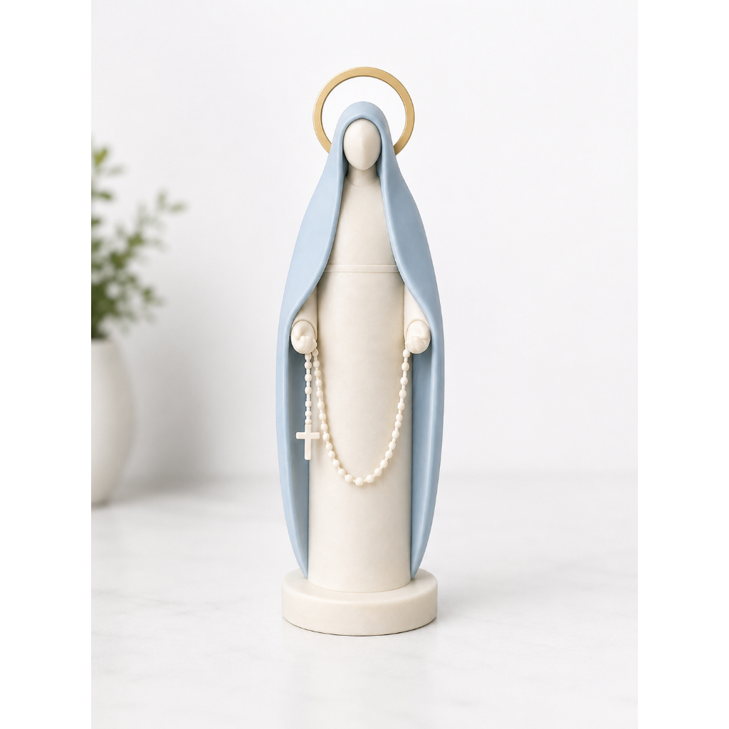 ✨ Nossa Senhora Aparecida Decorativa em Impressão 3D | Minimalista com Terço | Presente Religioso Premium