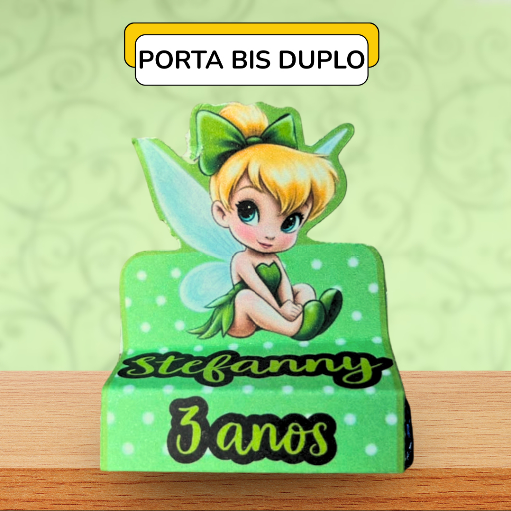 Kit Porta Bis Duplo Personalizado Tinker Bell Sininho– Lembrancinha Festa Infantil, Aniversário, Decoração Menina