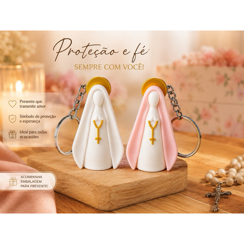 Chaveiro Nossa Senhora Aparecida Personalizado | Pingente Católico de Proteção e Fé | Presente Religioso