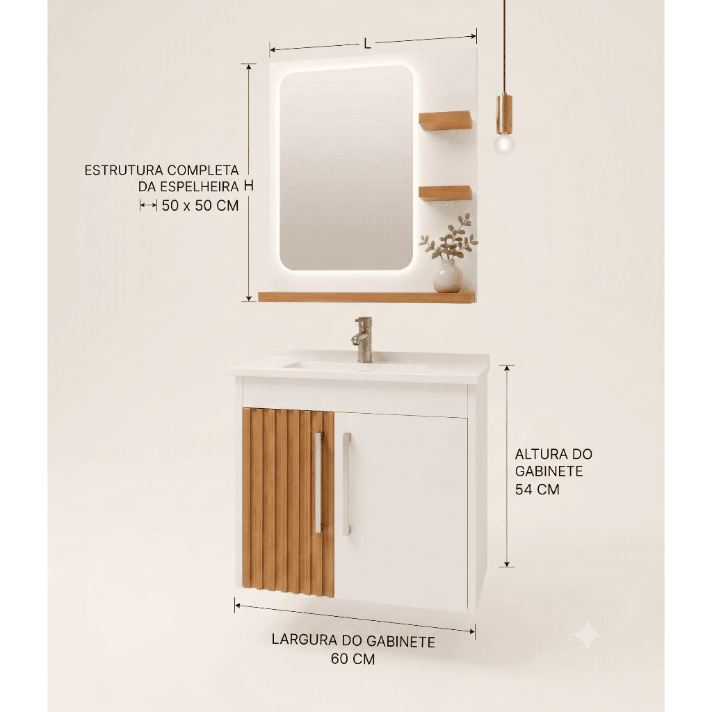 Queima De Estoque - Conjunto Gabinete C/ Espleheira P/ Banheiro Iris 60Cm — imagem 2 de 2