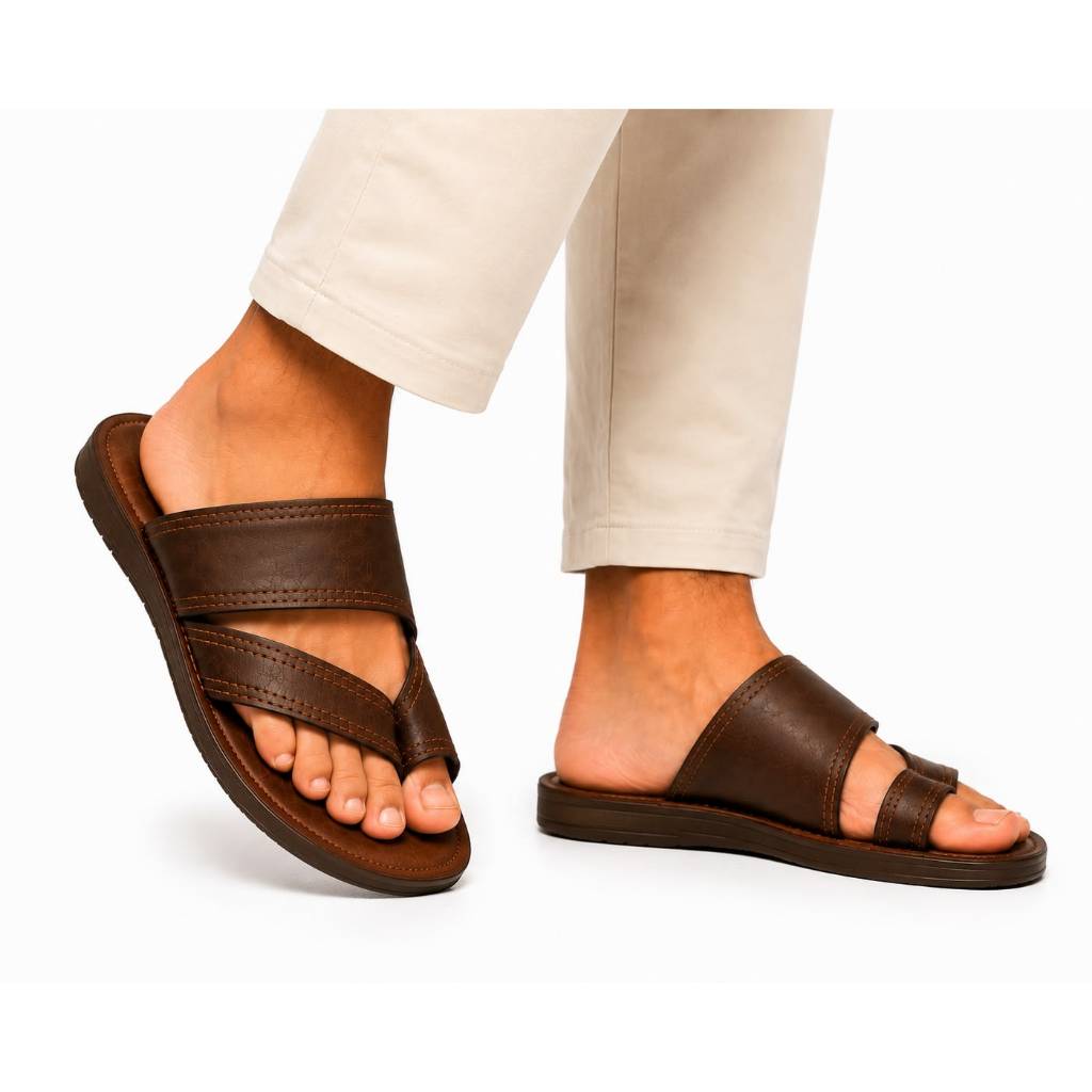 Sandalia Chinelo Masculino em Couro Legitimo