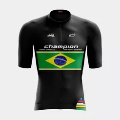 Camisa de Ciclismo Masculina Camiseta Champion Brasil Manga Curta Equipe Proteção UV Bike Pedal Mtb