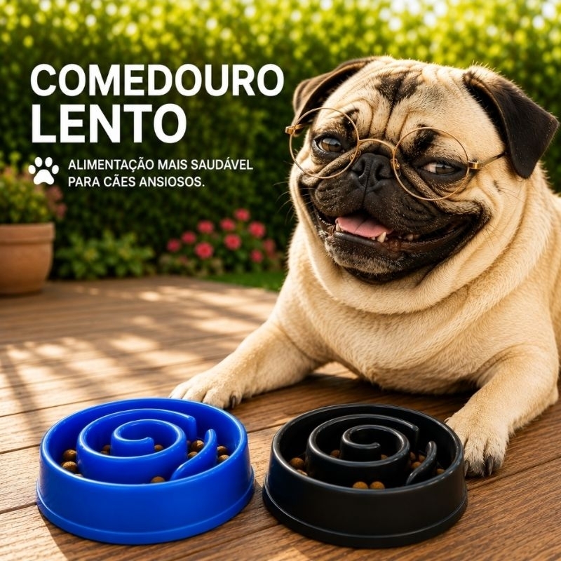 Comedouro Educativo Lento Para Cachorro Gato Pequeno e Grande