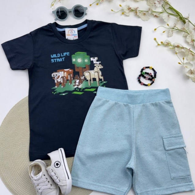 Conjunto Infantil Menino Curto Roupa Criança Verão ADRIAN KRAFT