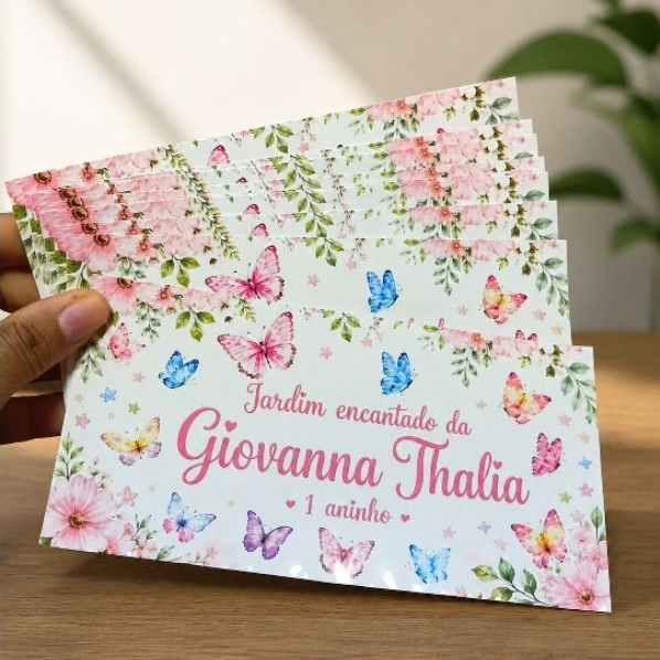 Adesivo Personalizado Grande Jardim das Borboletas, Jardim Encantado, Aniversário, Mesversário