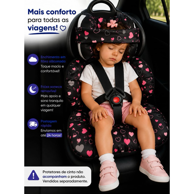 Imagem capa colchonete cadeirinha de carro coração preto 25 a 36 kg