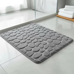 Tapete de Pedra Absorvente com Textura Antiderrapante para Piso de Banheiro