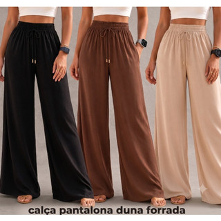 Calça Feminina Pantalona Duna Com Bolso Forrada